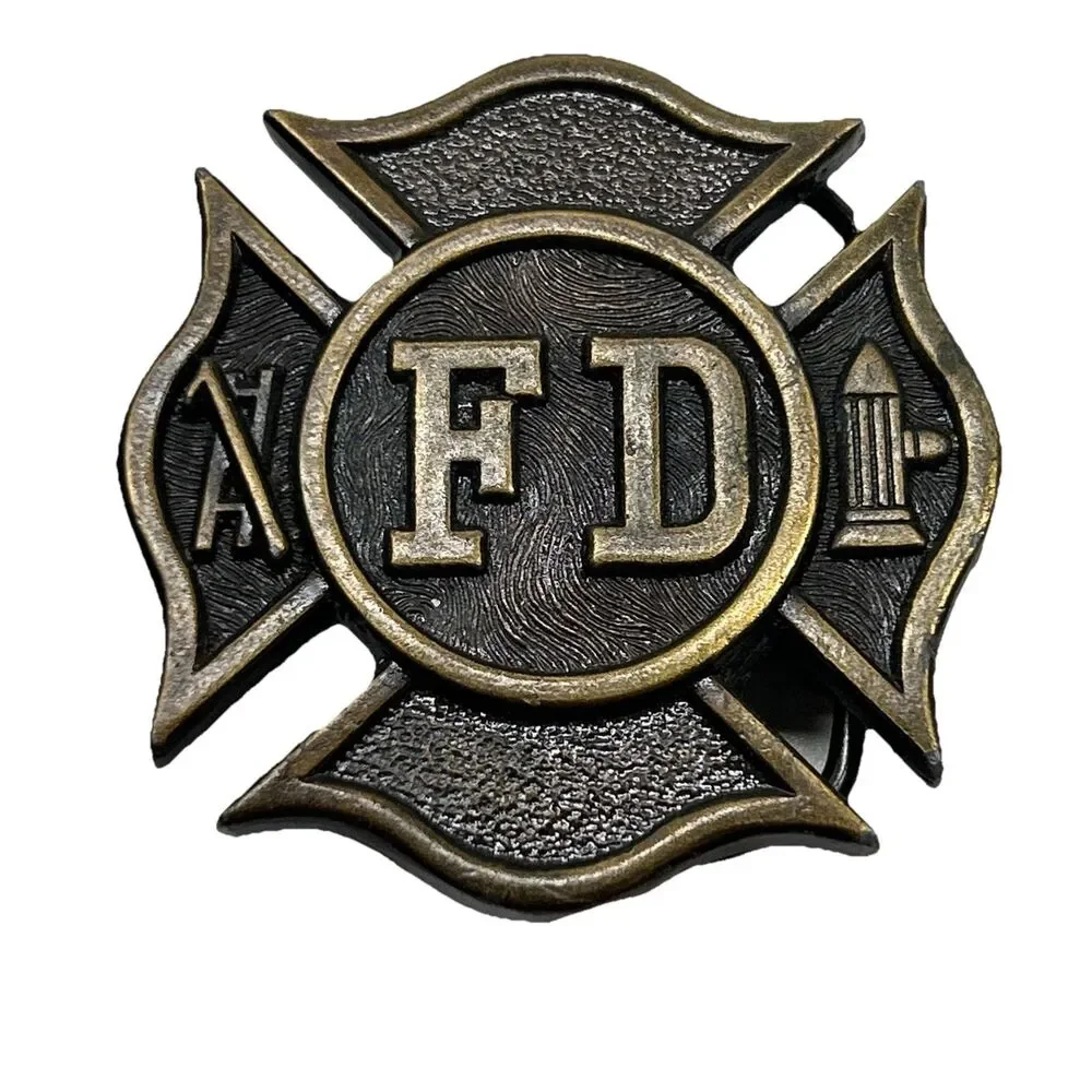 Lot‎ Of 2 - Vintage 1979 & 1989 Fire Department Belt Buckles